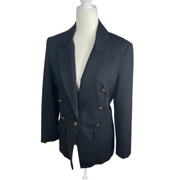 Neiman Marcus Double Breasted Blazer Stretch Black Women's 10 Classic Academia - Picture 3 of 15